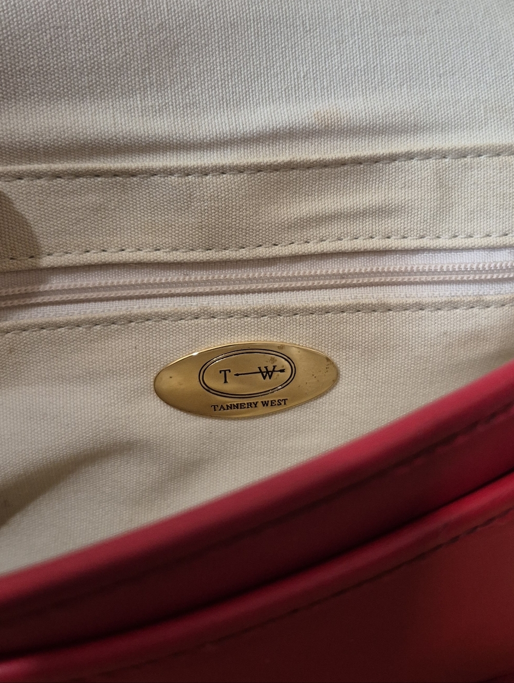 TANNERY WEST vintage Red Leather Turnlock Satchel - Picture 12 of 16